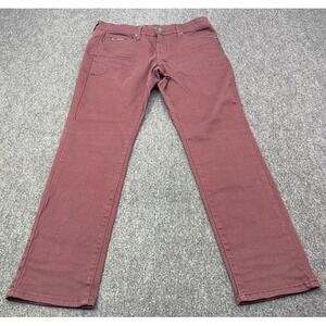 Fried Denim Slim Fit Pants Mens 34x30 Burgundy Maroon Stretch Casual Trousers